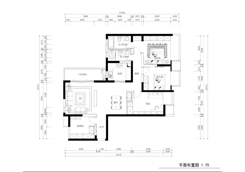 九龙仓时代上城-中式风格-四居室