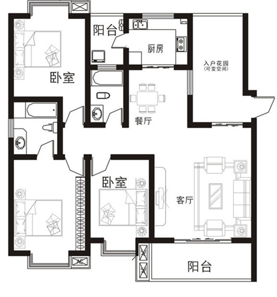 绿城尚品-中式风格-三居室