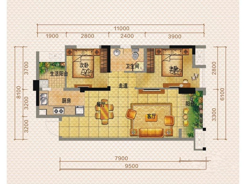 佳兆业8号-简欧风格-二居室