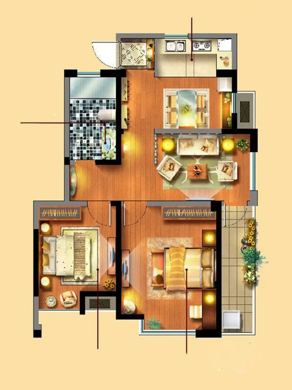 03平米-户型图装修效果图