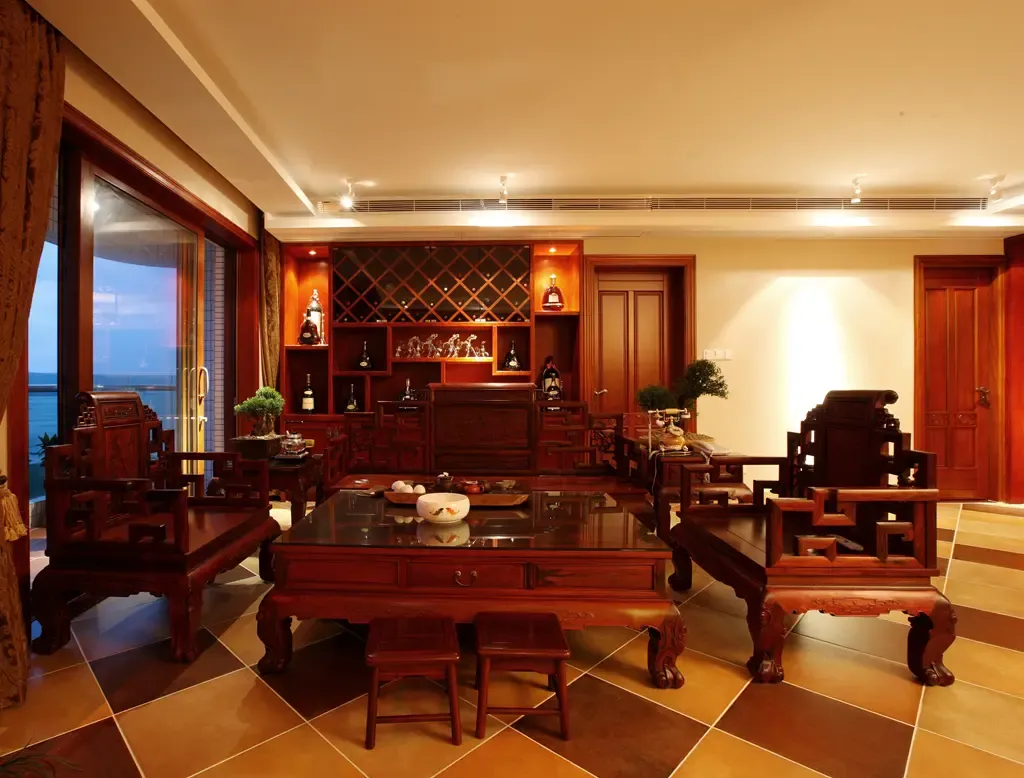 中式风格四居室235平米22万_保利叶语别墅装修案例-上海房天下家居