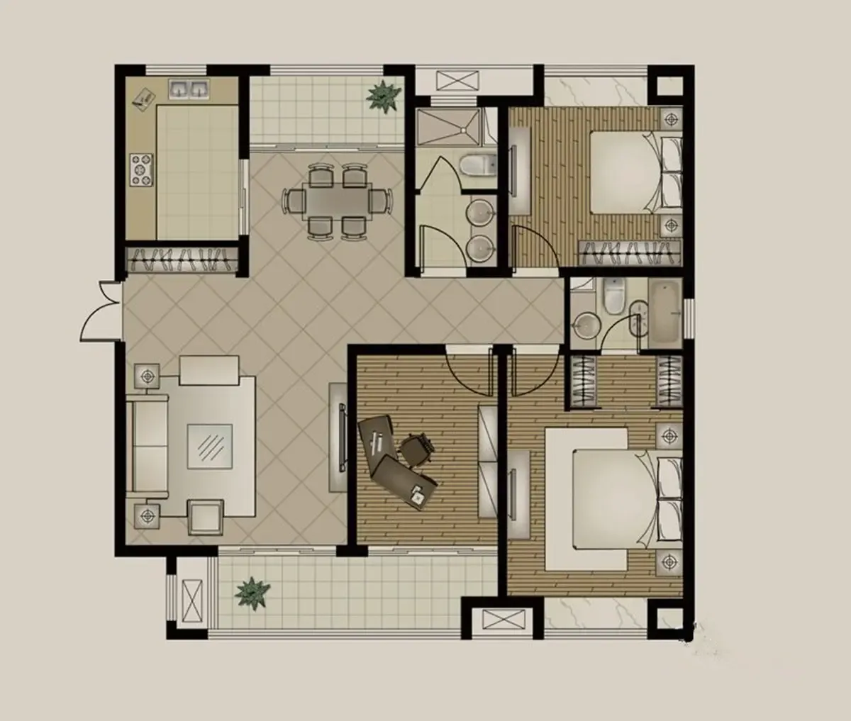 简欧风格三居室135平米17.