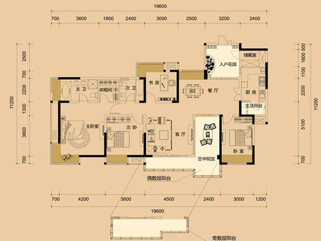 协信天骄城混合型风格三居室