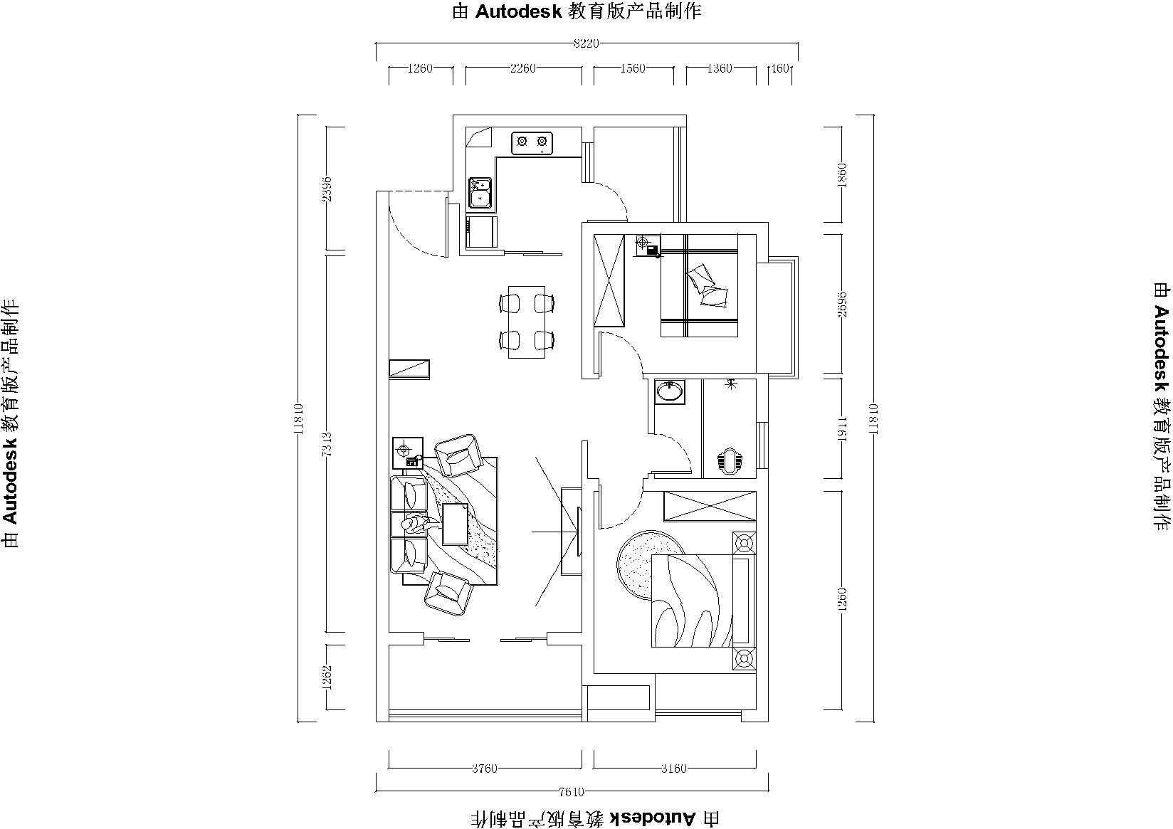 现代风格88平米二居室案例