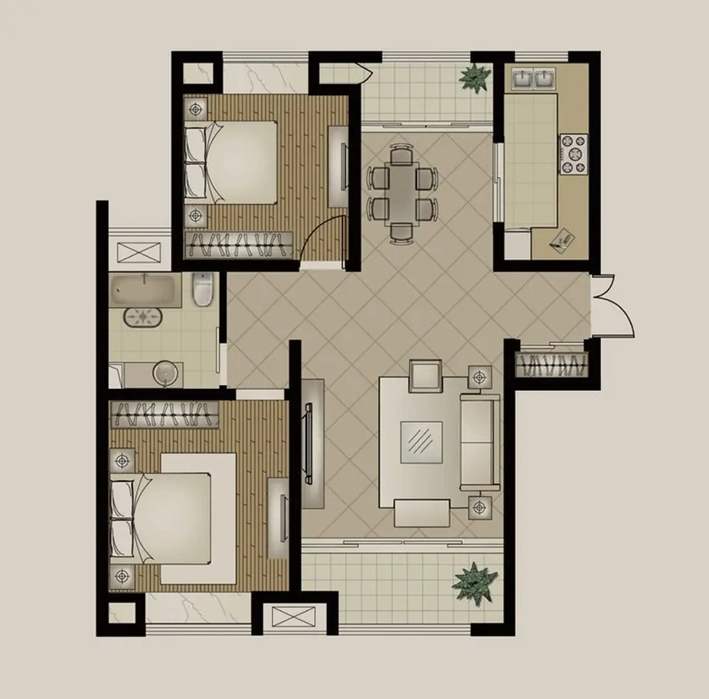 两居室简欧风格装修