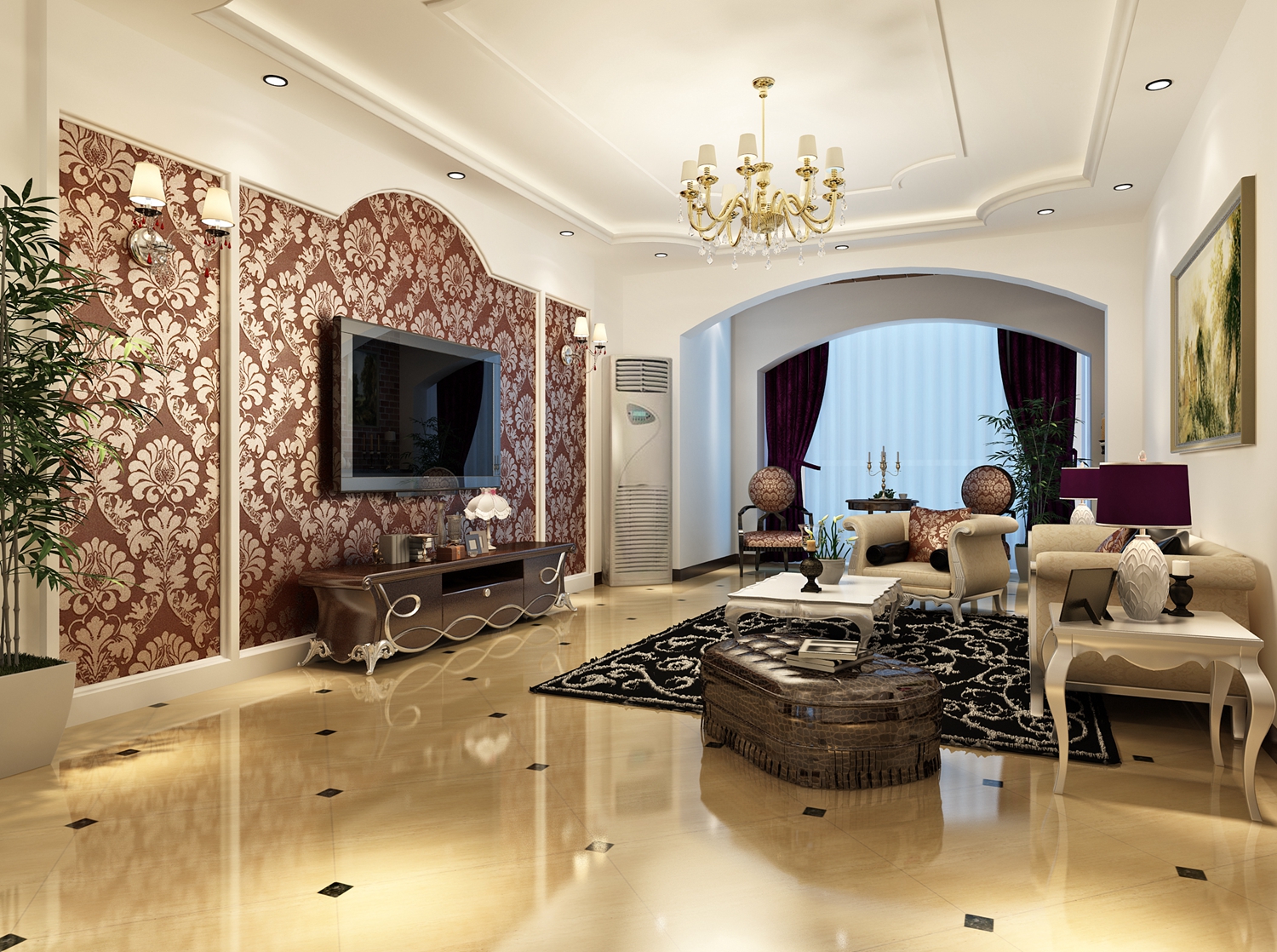 华地紫园-欧式风格-167平米三居室装修