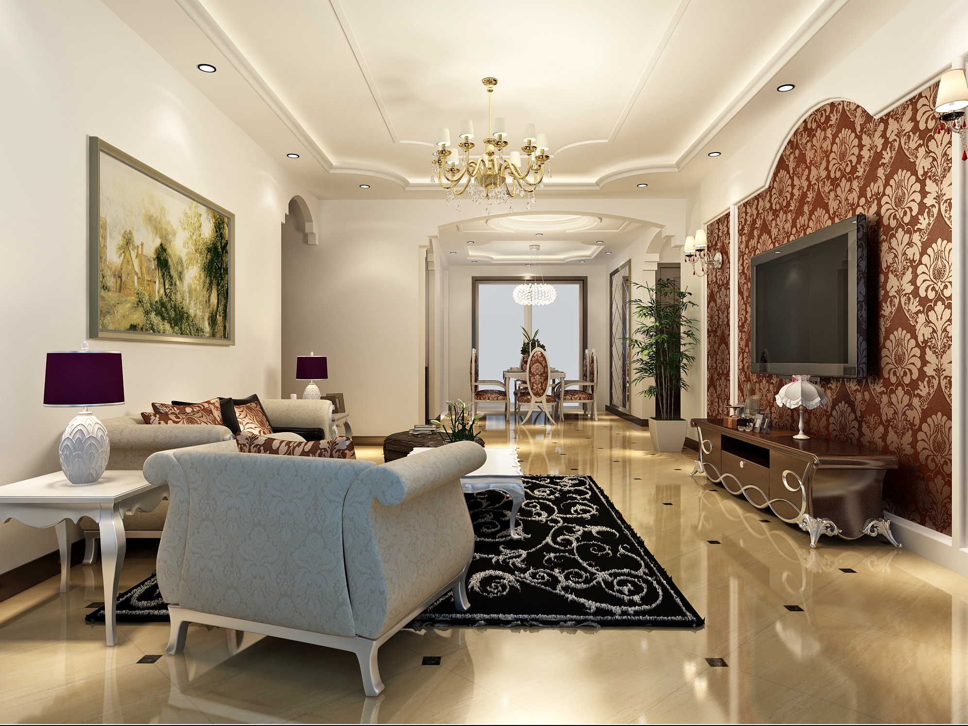 华地紫园-欧式风格-167平米三居室装修