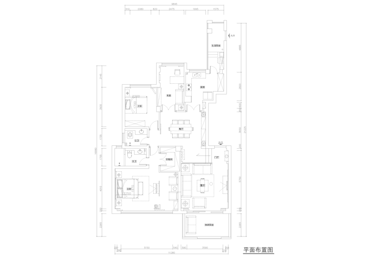 东湖天下—180㎡—新中式风格