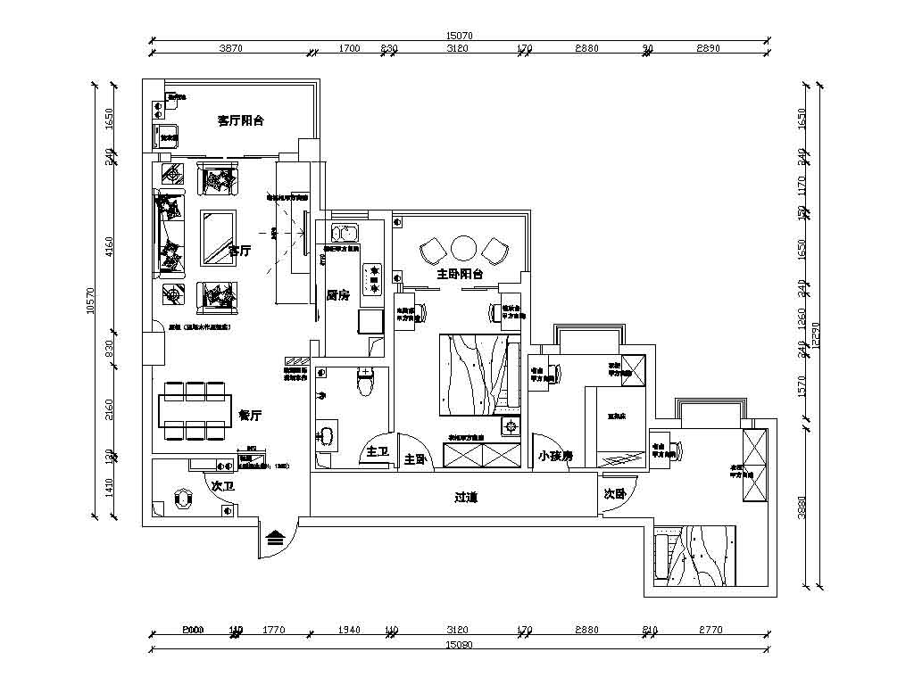 富桂华庭-三居室-101.00平米-装修设计