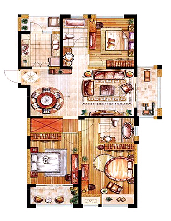 金科世界城128平—三居室—现代简约