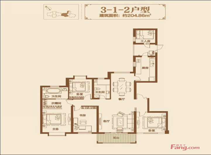 世贸锦绣长江--后现代新古典--五居室