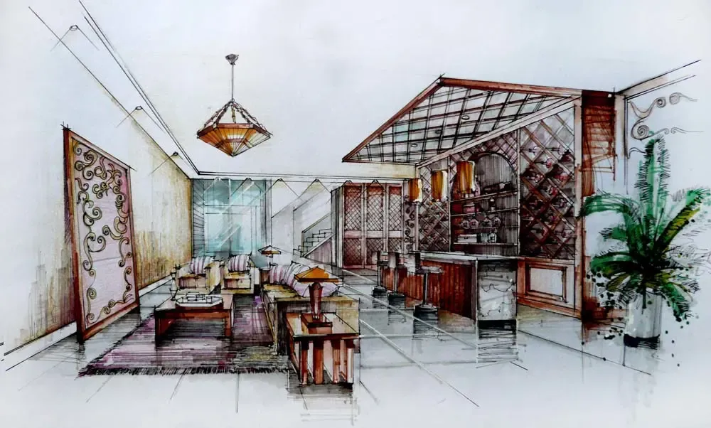 手绘吧台楼梯影视厅影视厅飘窗卧室户型图户型图该商户其他案例同户型