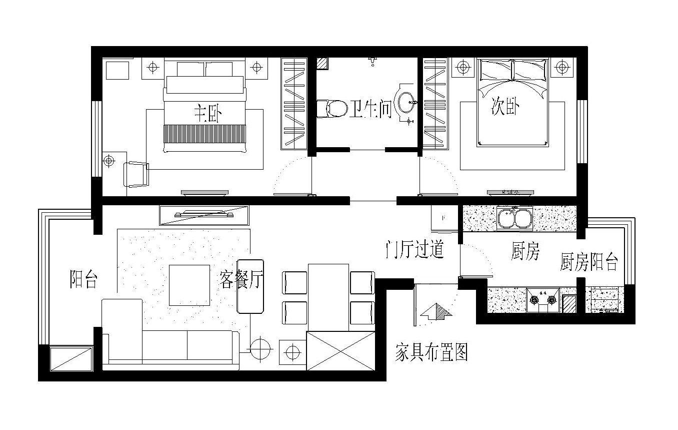 观澜华庭-现代简约-89平米两居室装修