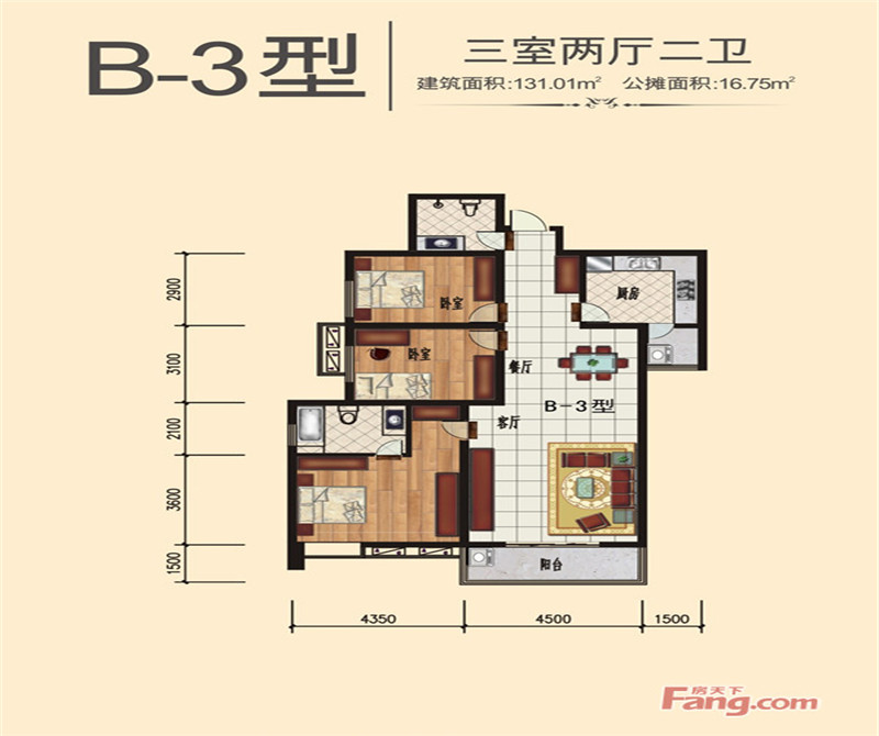 西江月-131平三居室-简欧风格