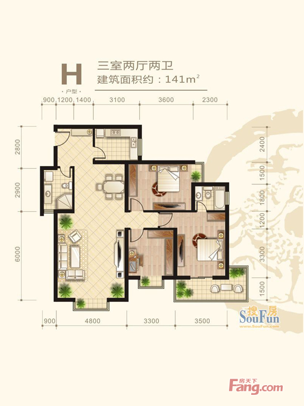 朱雀坊-三居室-141平-中式风格装修案例