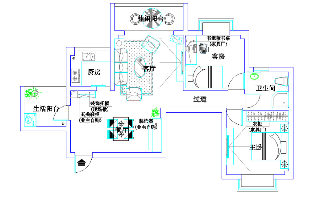 蓝宝国际-二居室-75.00平米-装修设计