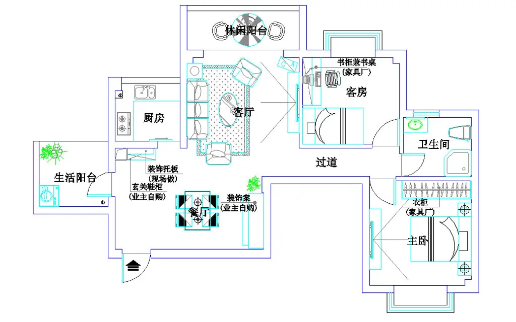 蓝宝国际-二居室-75.00平米-装修设计