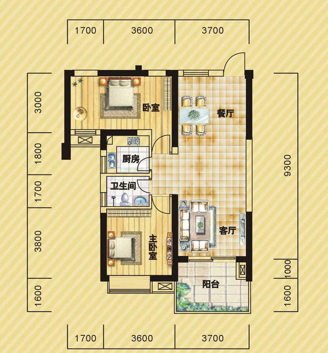 御龙湾96平米设计 简单自在家居生活