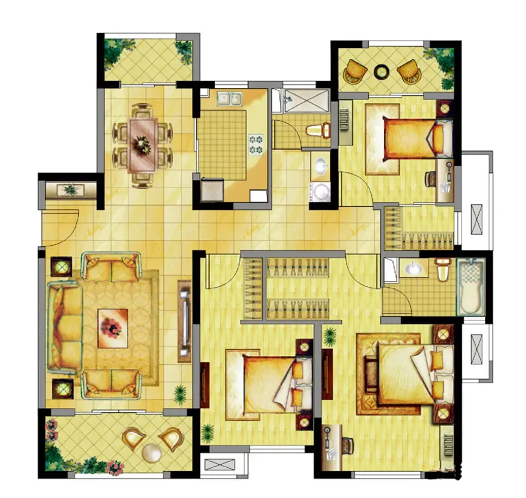 中环1号三期-新古典风格-三居室