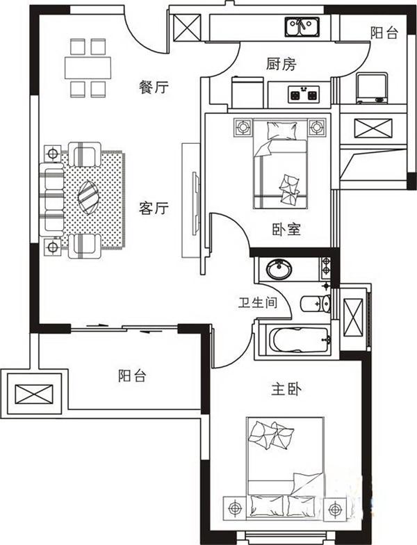 华润置地橡树湾-田园风格-二居室