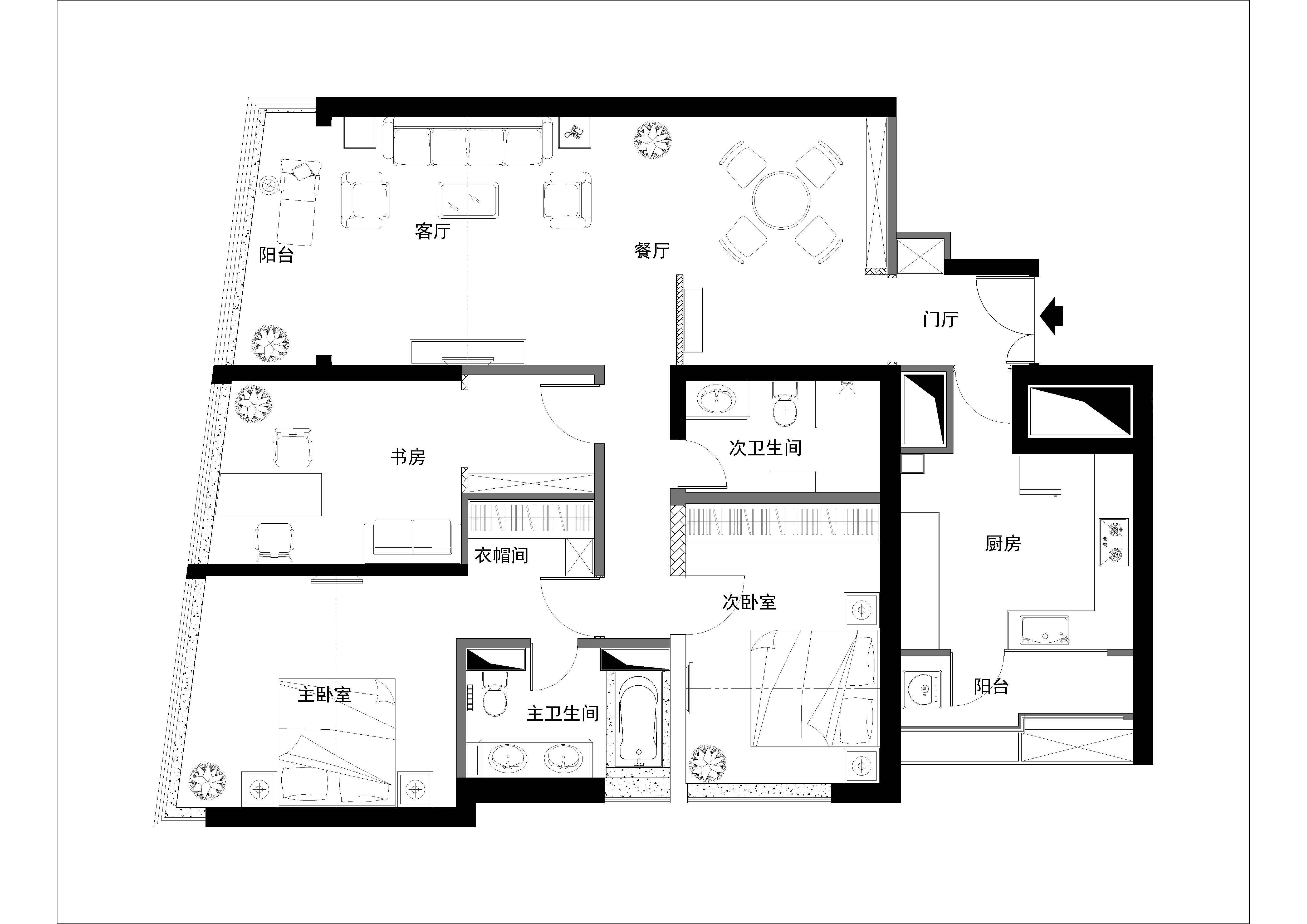 叠翠华庭-欧美风情-二居室-装修案例