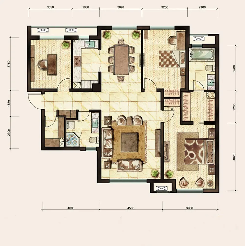 荔明苑-简欧风格-三居室-装修案例