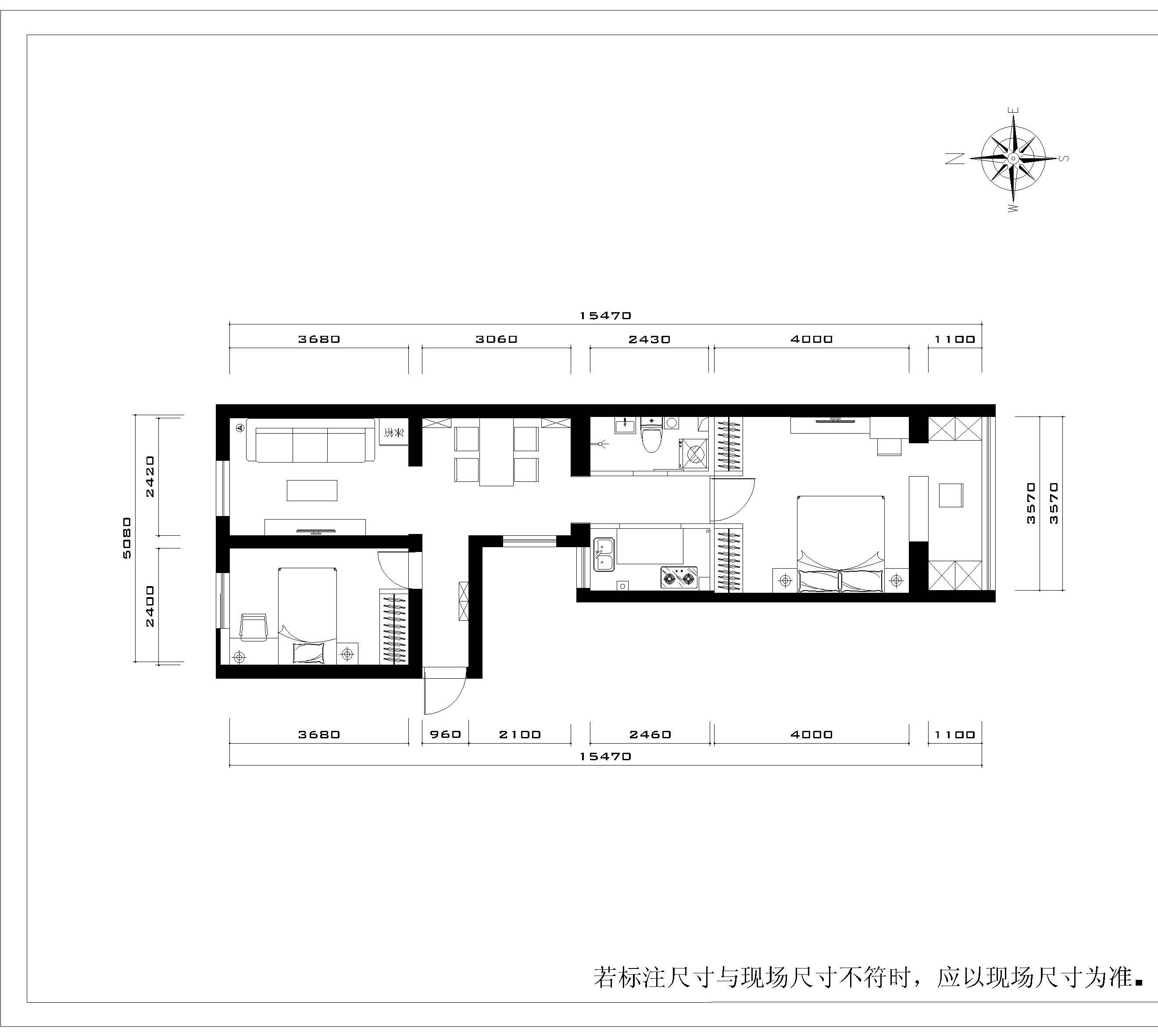 新塘建行宿舍田园风格-二居室-装修案例