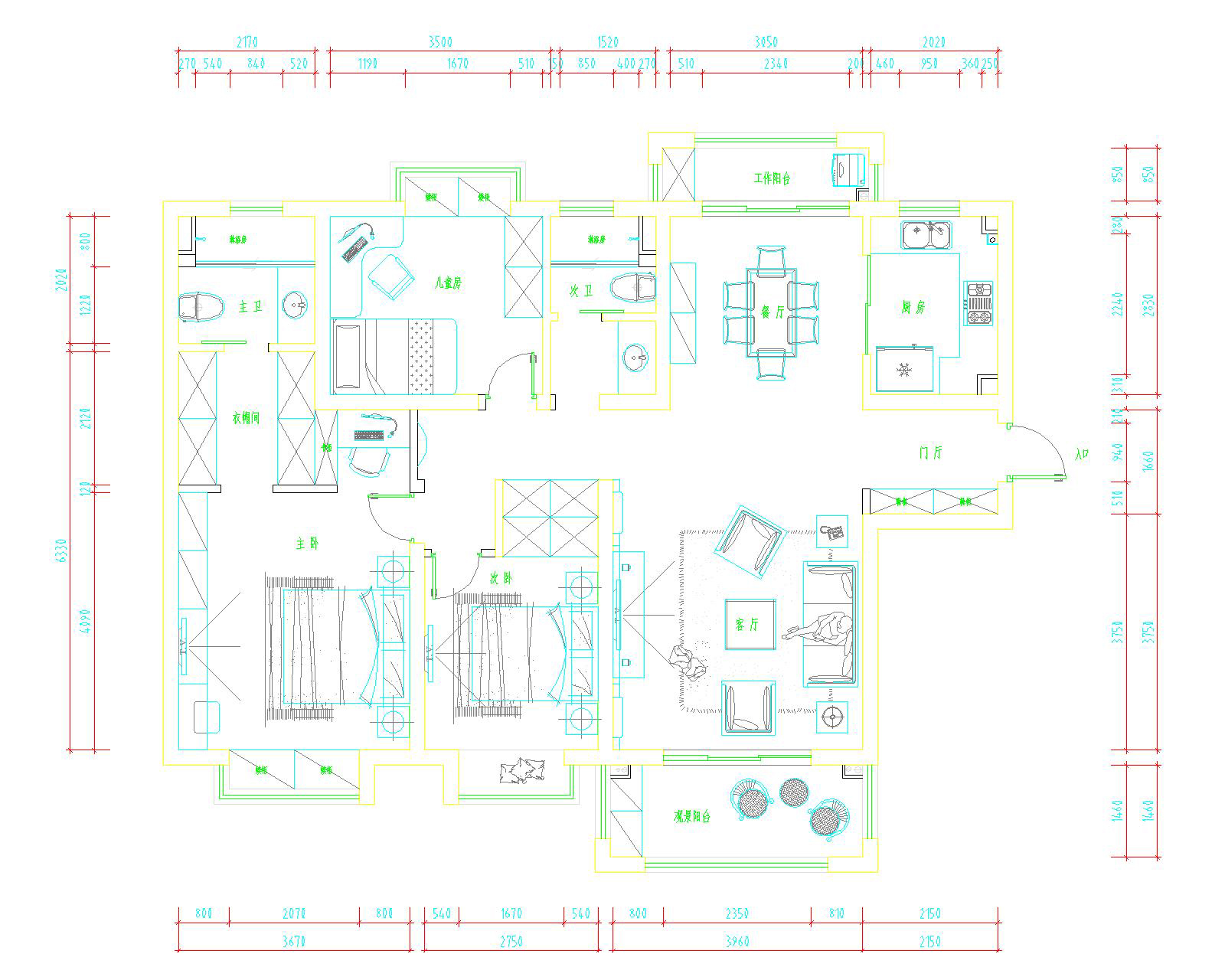 海德公馆-地中海风格-128平米三居室