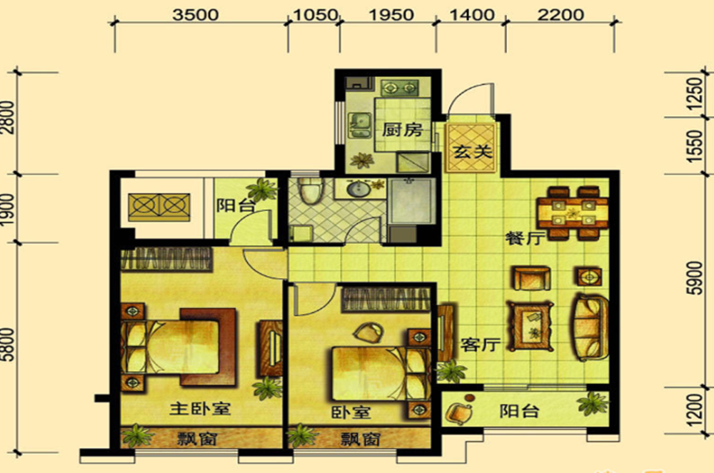 裕丰青岛香石公寓-两居室-89M