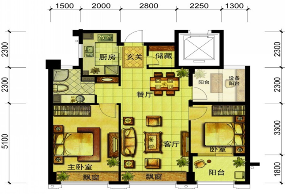 裕丰青鸟香石公寓-中式风格-89.47㎡