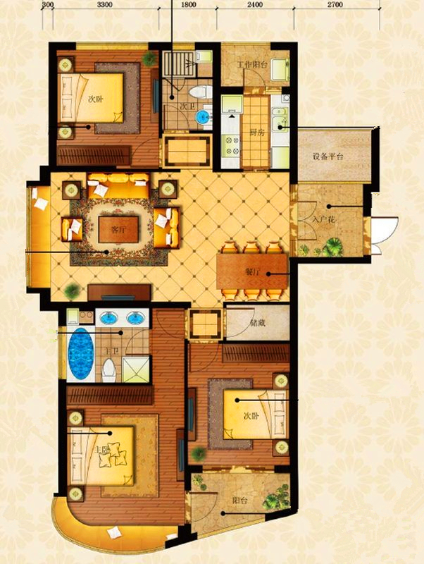 杭州远洋公馆-134平三居室