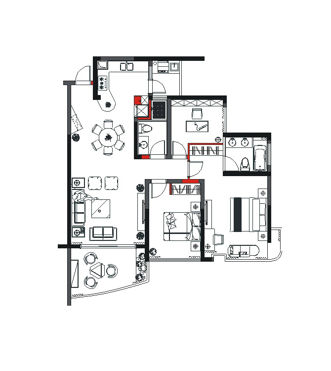 红橡华园-现代简约-三居室