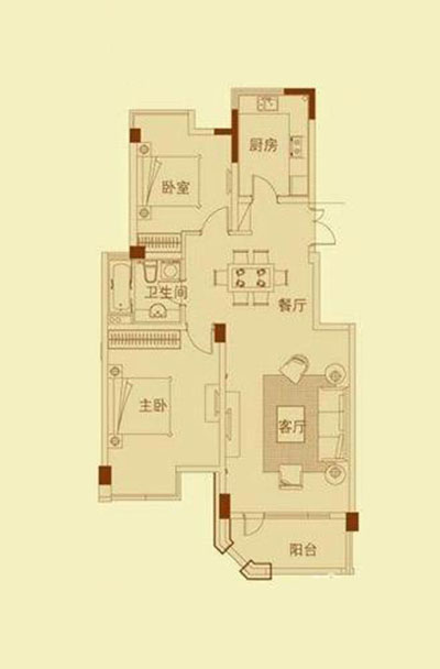 绿城丽江公寓—中式—二居室