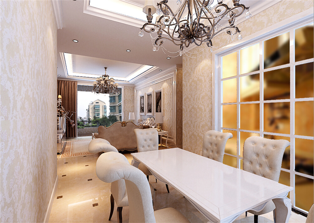 上海复地新都国际四居室户型现代简欧风格设计