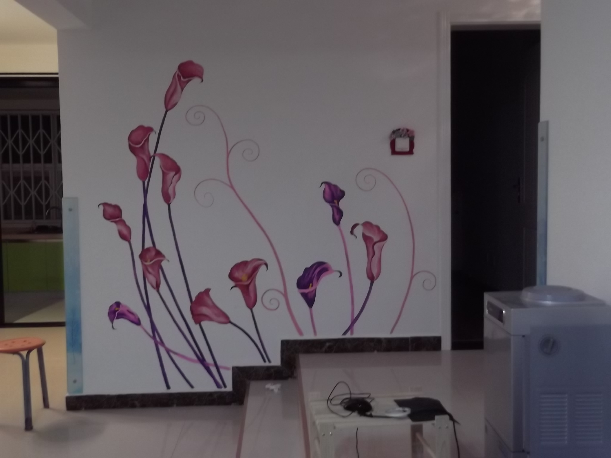 珠江新城电视墙和客厅墙彩绘
