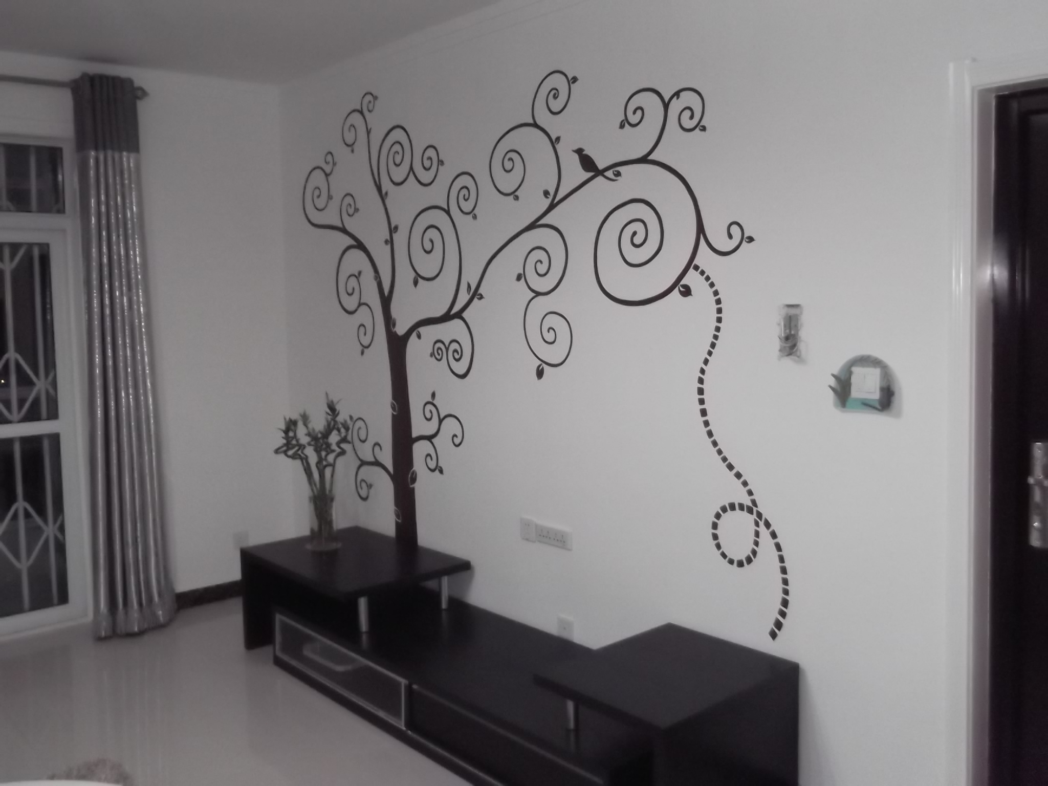 珠江新城电视墙和客厅墙彩绘