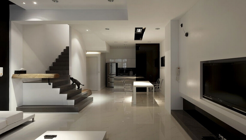 现代简约炫酷黑白 纯净时尚复式公寓