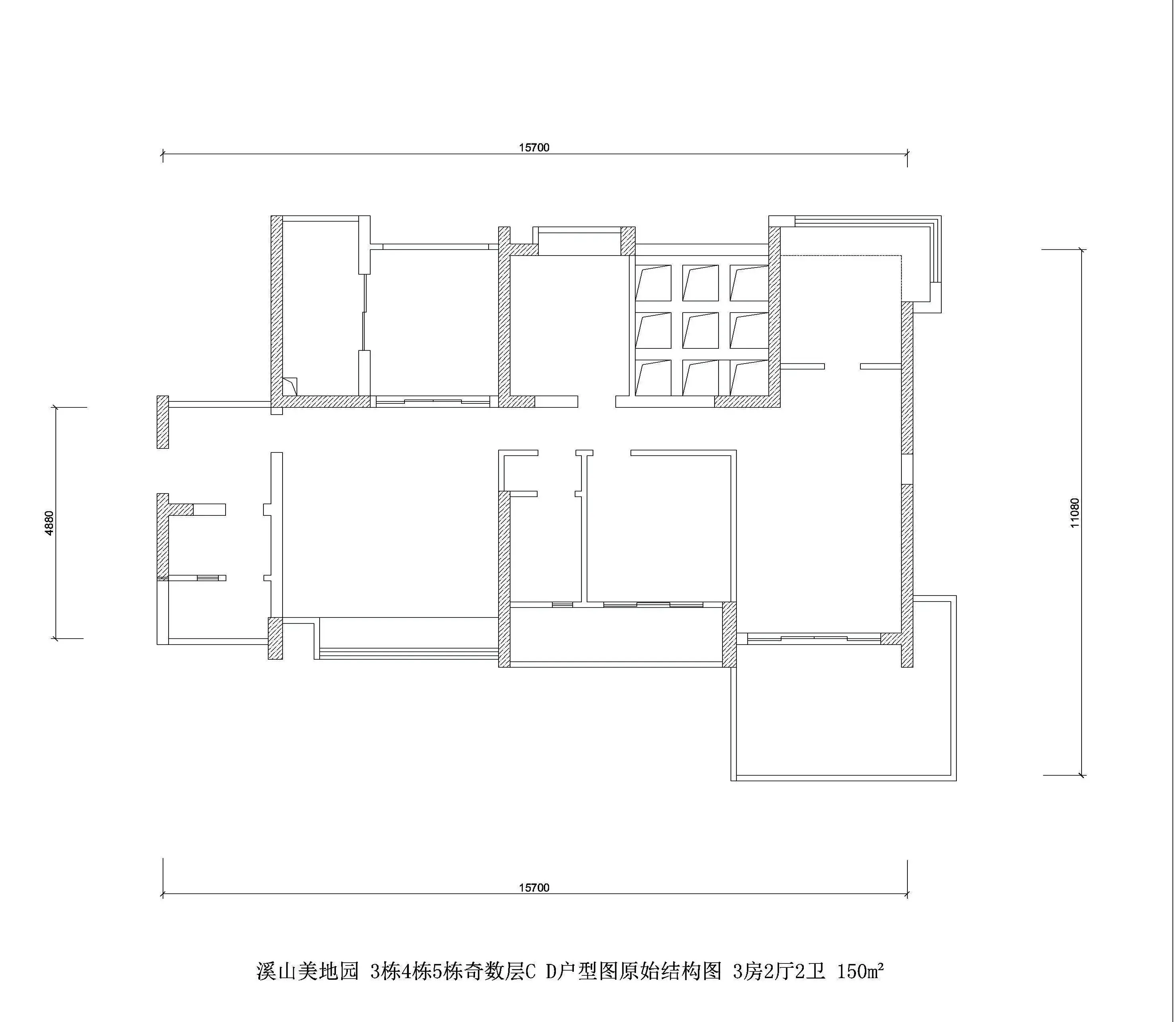 溪山美地园3 4 5栋c d户型图原始结构图