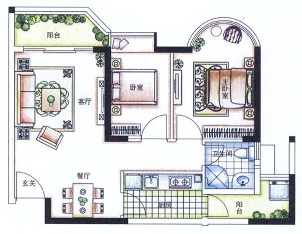 云顶嘉园-田园风格-二居室