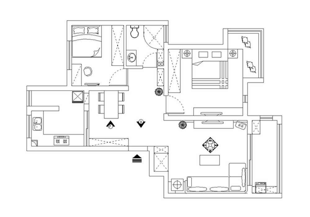 瑞景公寓-现代简约风格-二居室