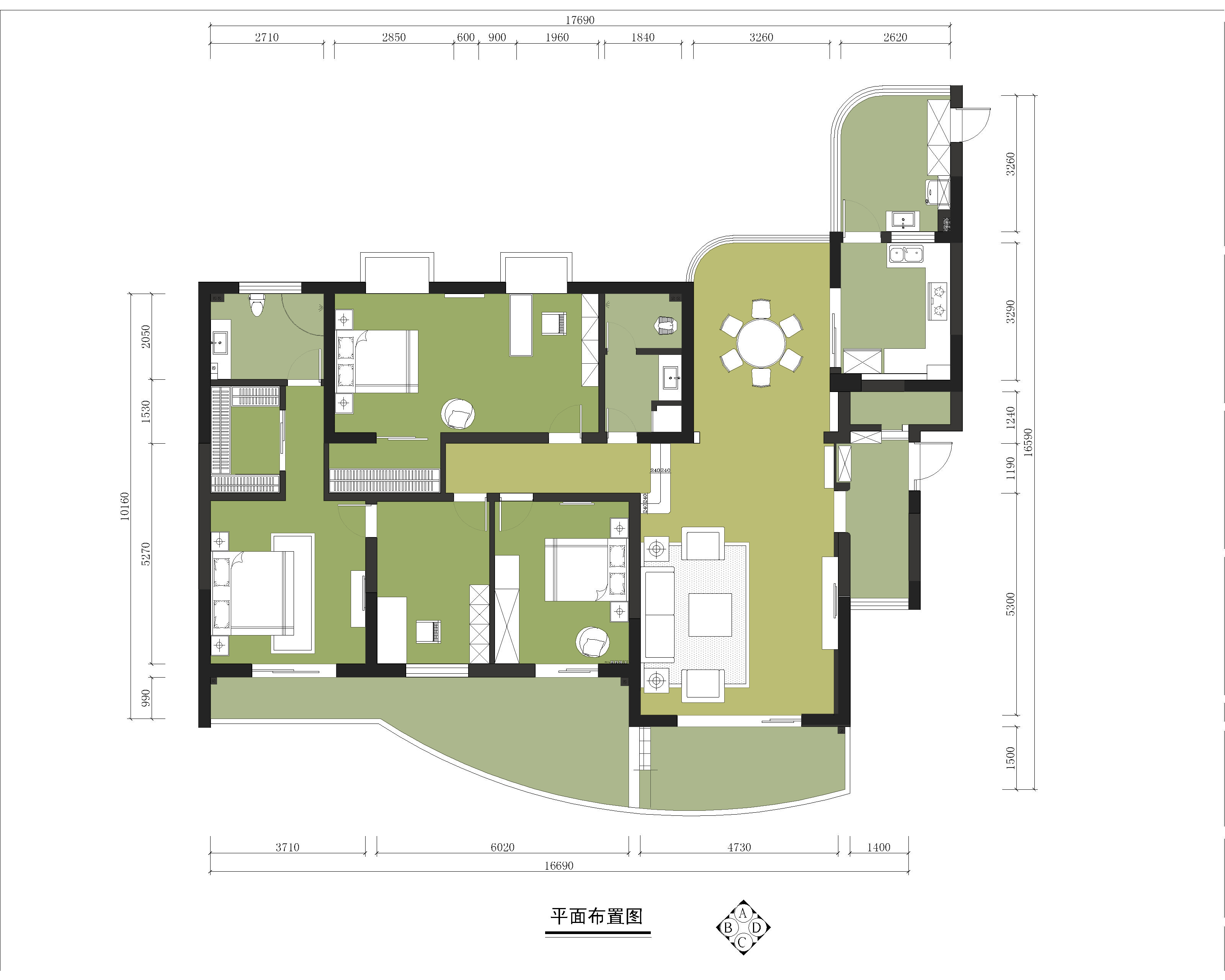 鑫远湘府东苑-美式风格-四居室