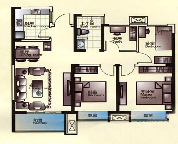 中铁国际城品园-现代简约-三居室