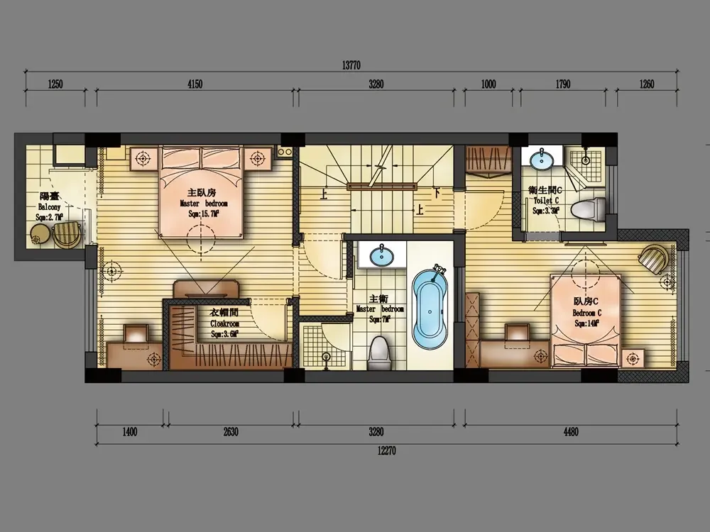 原建筑是错层叠加式,很多过道狭窄.经过修改和整合.