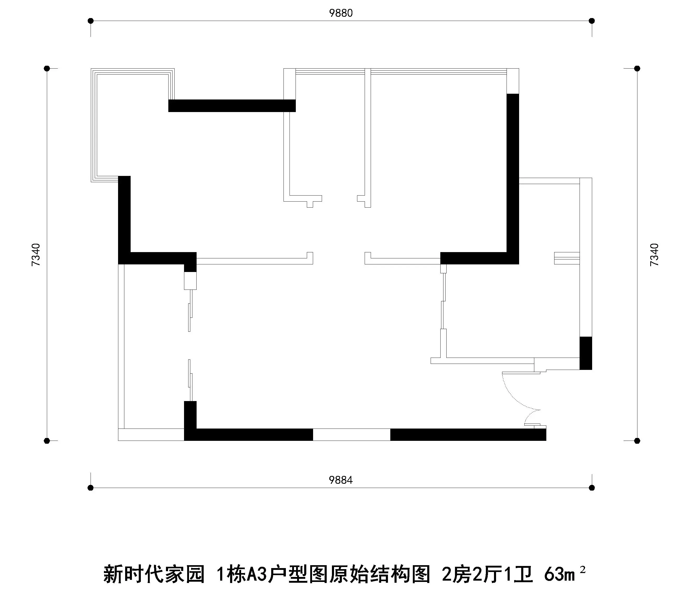 新時代家園1棟a3戶型圖原始結構圖