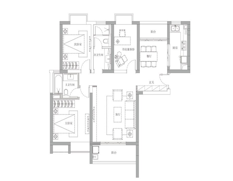 东方豪园-中式风格-130平米三居室