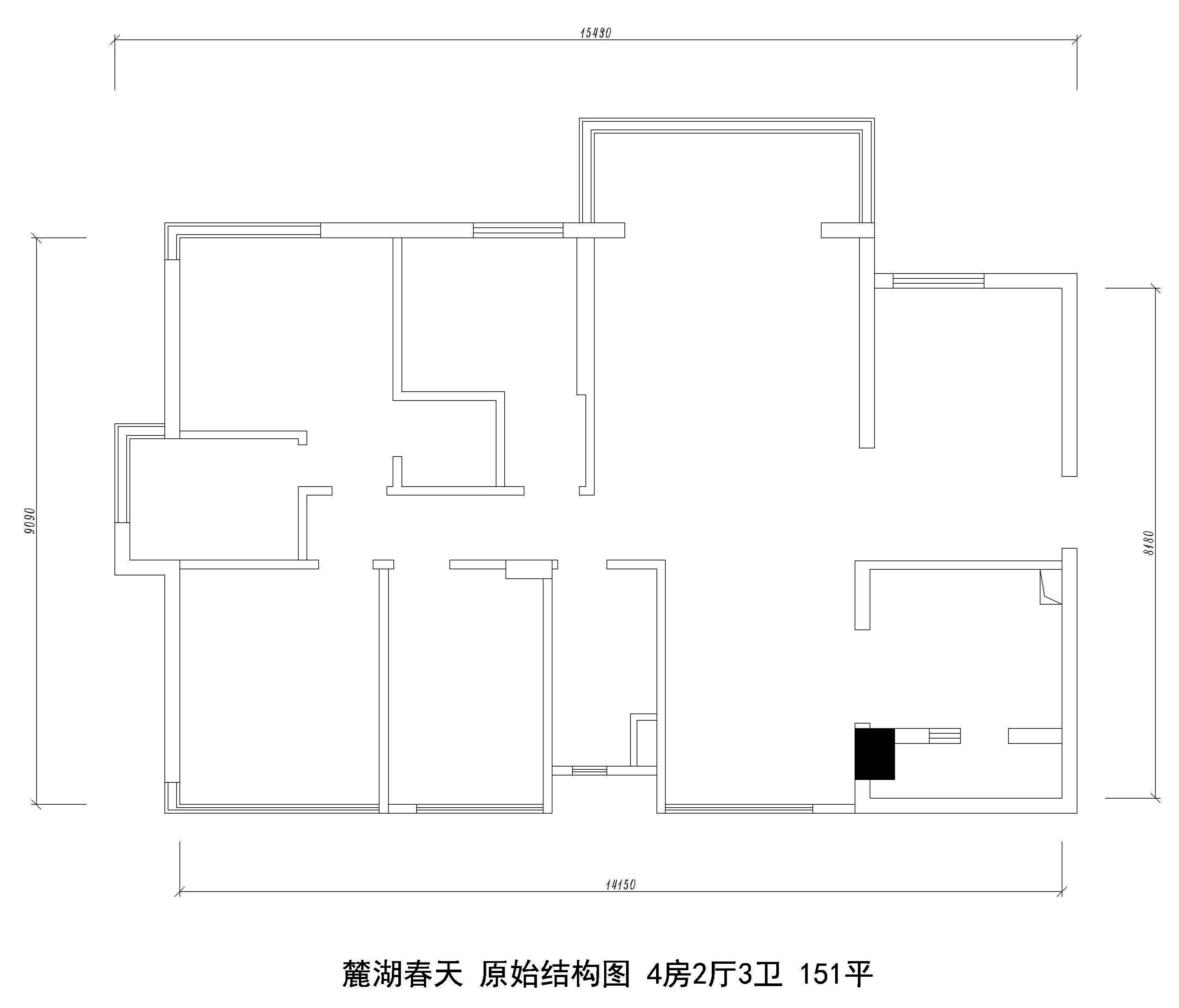 麓湖春天原始结构图 4房2厅3卫 151平